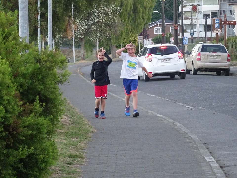 The boys running back - giving commentary on my lack of running.