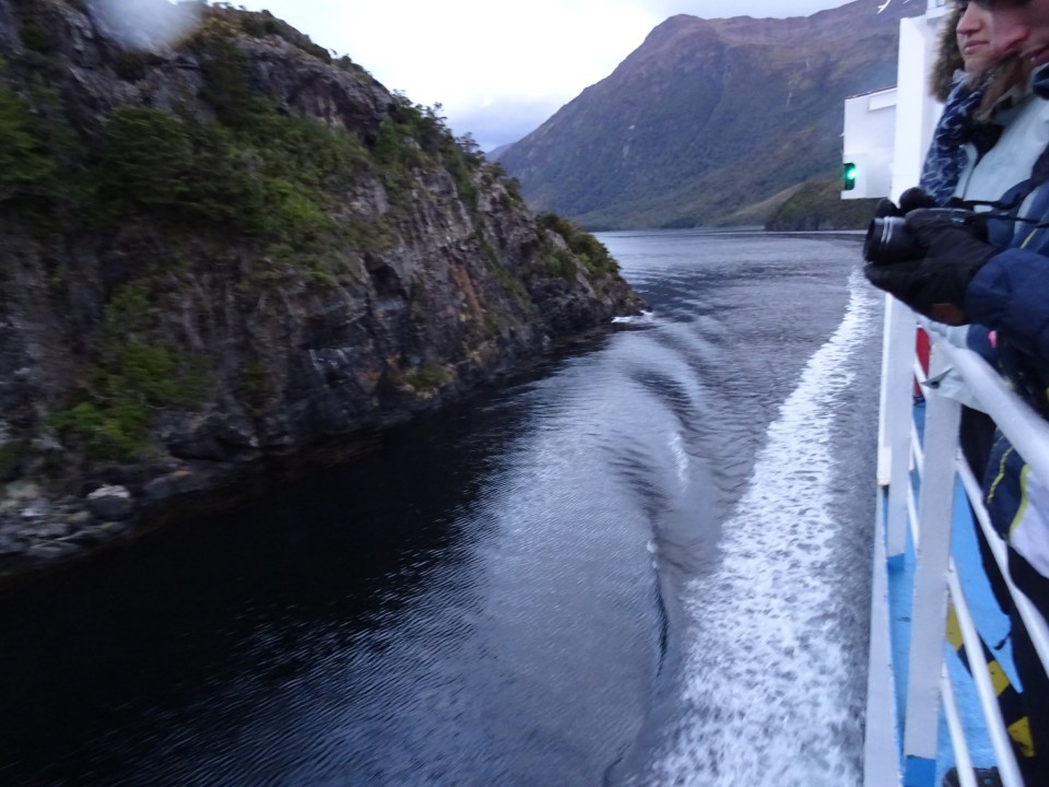 Going thru a tight spot - it's pretty close quarters navigating these waters - very similar to BC Canada